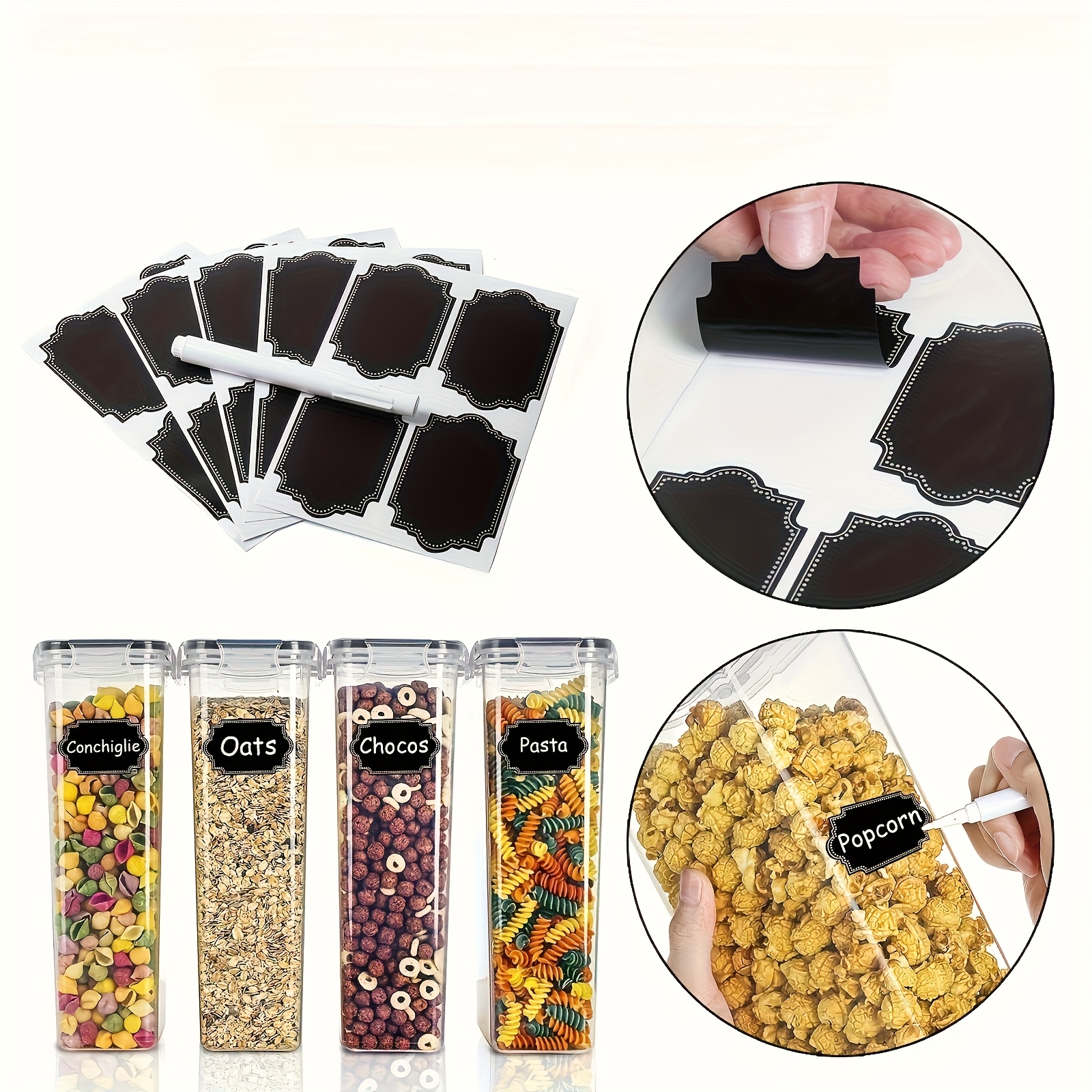 24pcs Reusable Label Paper and Pen Set for Organizing Airtight Food Storage Containers with Stackable Kitchen Organizer, Perfect for RVs, Picnics, Camping, Cereal, Flour, Sugar, and Pantry Essentials—A Must-Have for RV Organization - Image 8