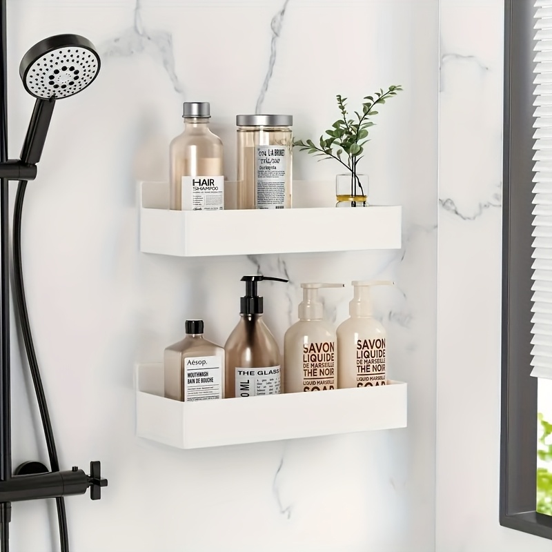 2-Pack Large Magnetic Plastic Storage Baskets for Refrigerator, Microwave, and Washing Machine - Multifunctional Kitchen Organizer, Side Spice Rack Magnetic Holder with No-Drill & Glue Required, Removable Shelf