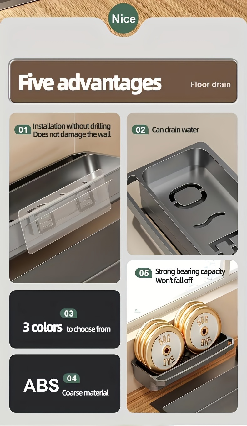 1pc Dish Cloth & Sponge Holder, Wall-Mounted Sink Drain Rack, Multifunctional Sponge Storage Rack, For Kitchen And Bathroom, Home Kitchen Supplies, Kitchen Accessories