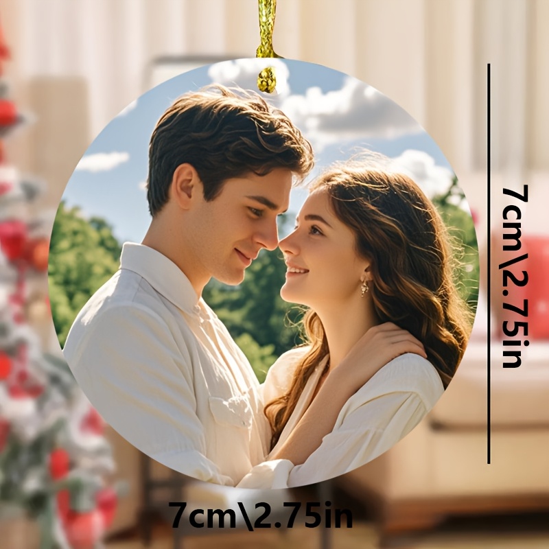 Custom Acrylic Photo Pendant, Personalized Love-Themed Round Ornament, Classic Style Hanging Decor, Unique Gift for Her, with No Electricity Required for Christmas Tree, Home, and Special Occasions