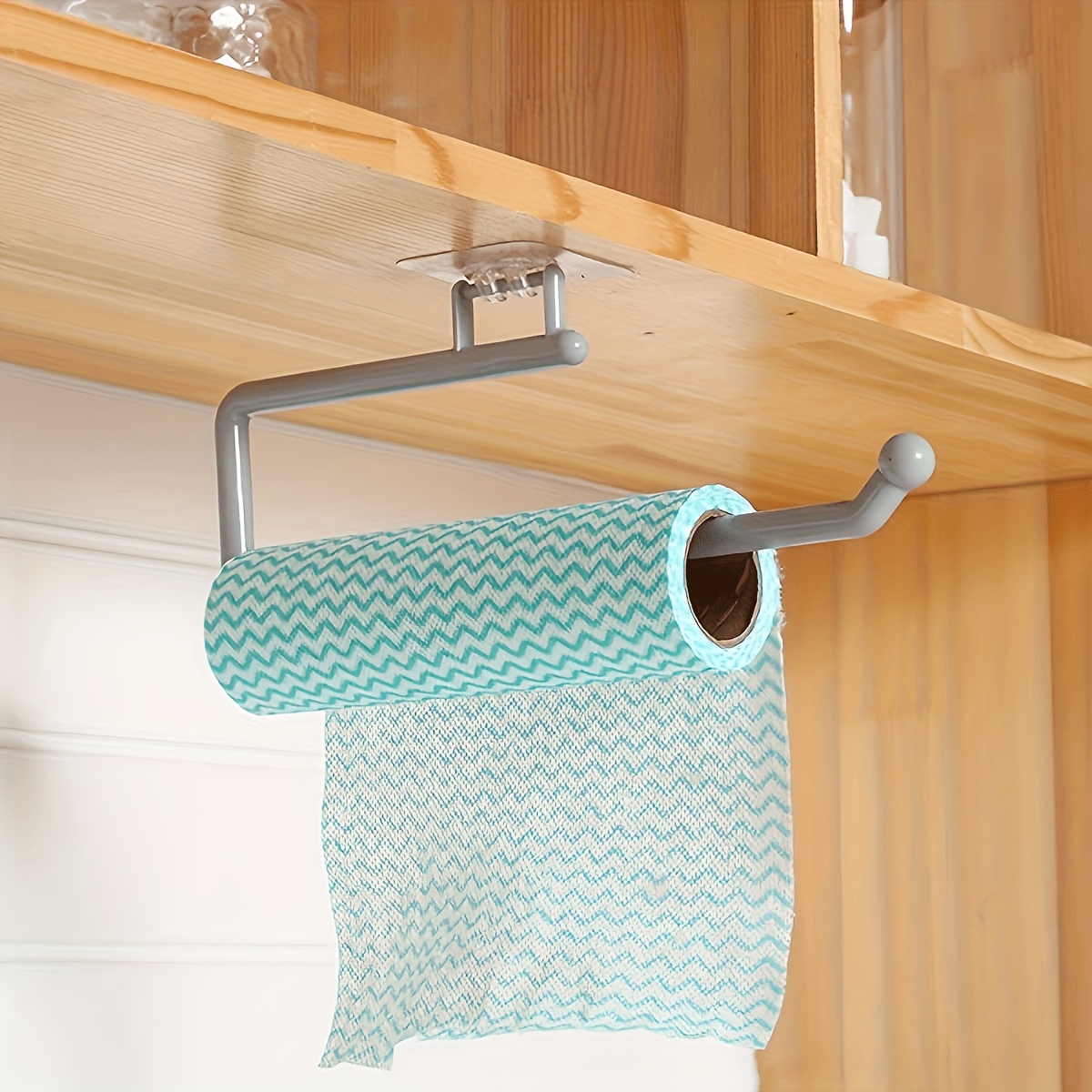 1pc Punch-free Kitchen Paper Towel Rack, Toilet Paper Holder, Paper Roll Rack Hanger, Plastic Film Storage Rack, Rag Storage Rack, Wall-mounted Towel Bar, Kitchen & Bathroom Accessories-Two colors are available - Image 5