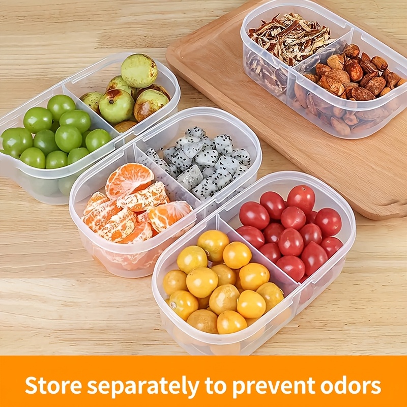 2pcs Multi-Functional Food Storage Containers - Portable 2-Compartment Organizer for Spices, Snacks & Fruits - Perfect for Home, Restaurant, Office Parties & Gifts
