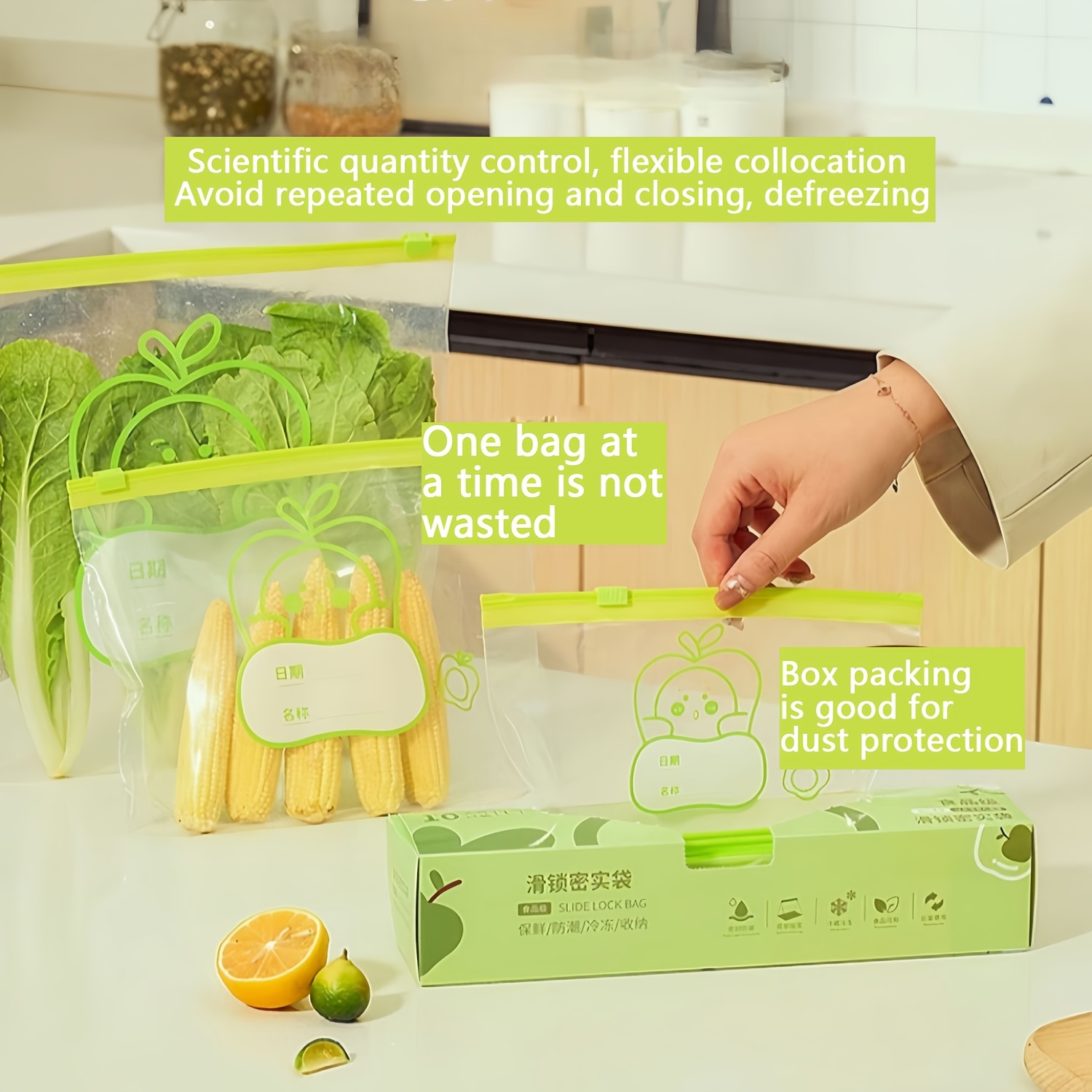 10/15/20pcs of 1 set, Reusable Zip Lock Bag Food Grade Transparent Storage Bag With Zipper Sealing Plastic Container Travel Freezer Camping Kitchen