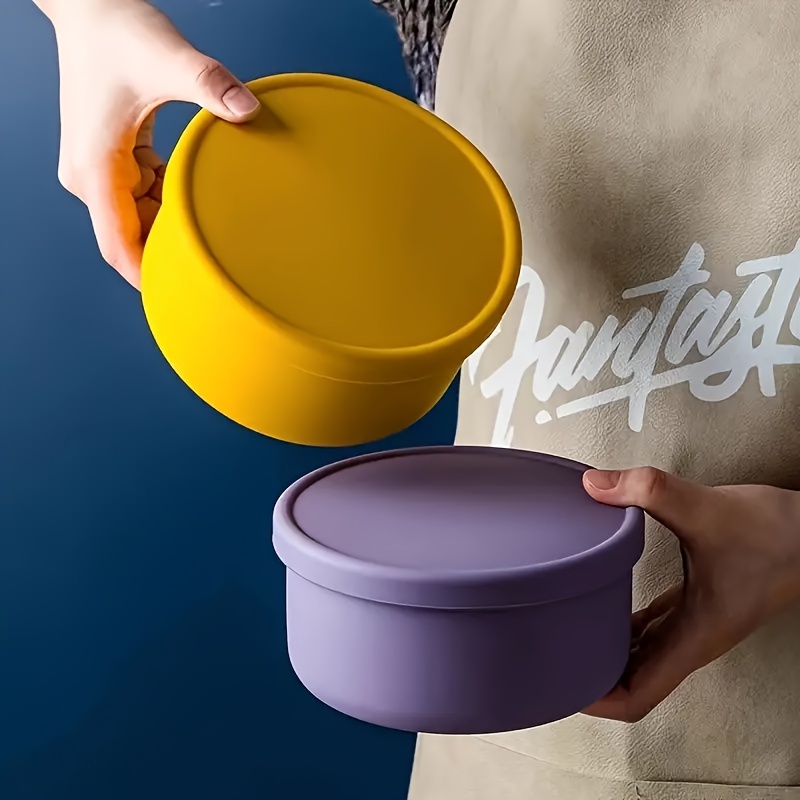 Silicone Food Storage Container, Round Shape, Microwave Safe, Portable Lunch Box for Office, Picnic, Travel, with Lid, No Power Required, Kitchen Essentials,Back to School