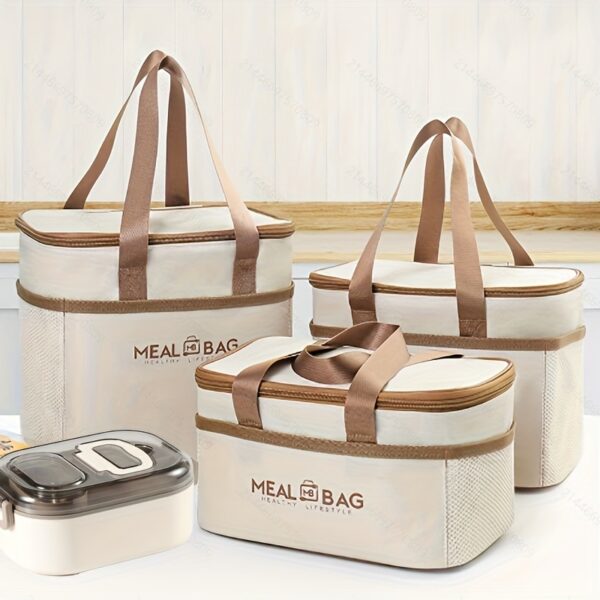 1pc Large Capacity Insulated Lunch Bag - Reusable, Square Polyester Thermal Tote for Outdoor Camping, School, Work - Hand Washable, No Printing, Non-Food Contact, Insulated Lunch Ba,Back to School