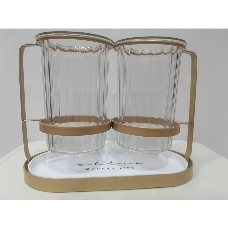 Luxury Metal & Plastic Cutlery Holder, Wall-Mounted Kitchen Utensil Caddy, Non-Food Contact, Modern Drainage Storage Rack for Knives, Forks, Spoons, Chopsticks Basket - Image 3