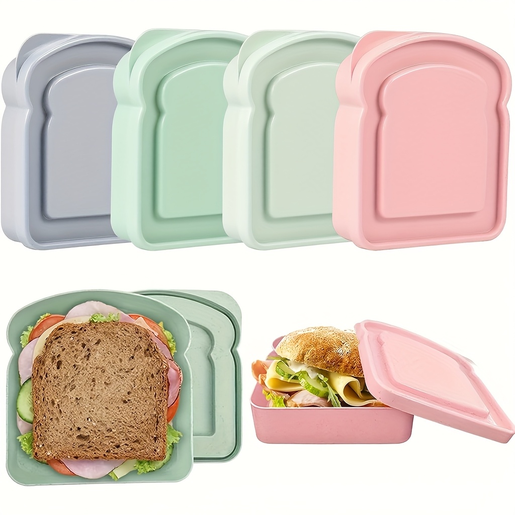 Sandwich Container, Lunch Box Sandwich Container Plastic Toast Shape Food Storage Sandwich Box with Lid, Microwave and Dishwasher Safe, Suitable for Family or Adults (Colorful),back to school
