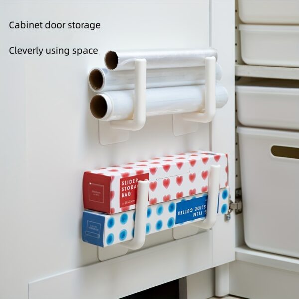 Home Multifunctional Hook Kitchen Pot Lid Cup Paper Towel Roll Hanging Rack Wall Free Punch L-shaped Large Storage Hook