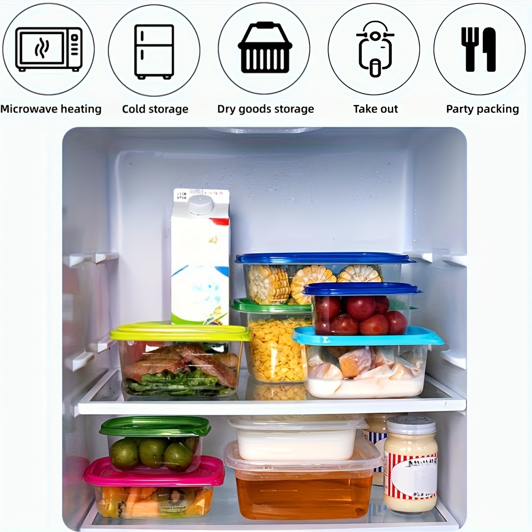 10pcs Clear Plastic Food Storage Containers with Blue Lids - Stackable, Reusable, Perfect for Kitchen Organization - Ideal for Grains, Meats, Fruits, Vegetables - Dishwasher & Microwave Safe