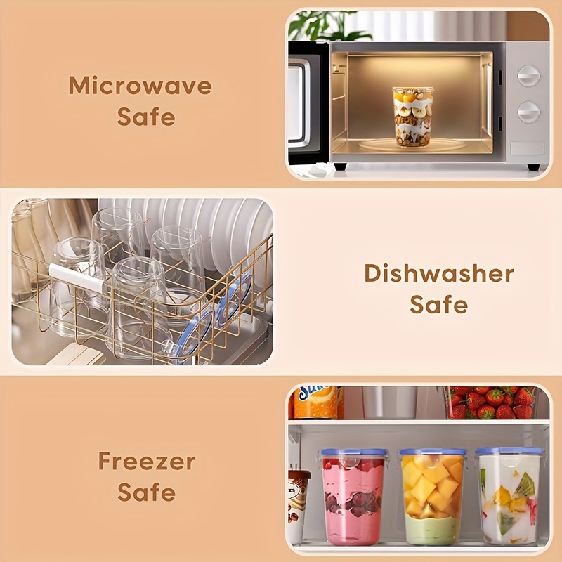 4pcs oat container, with blue sealing ring for leakage prevention, microwave-safe, reusable storage tank, suitable for kitchen coarse grain jars such as yogurt and fruit salad, ideal choice for breakfast and snacks - Image 8