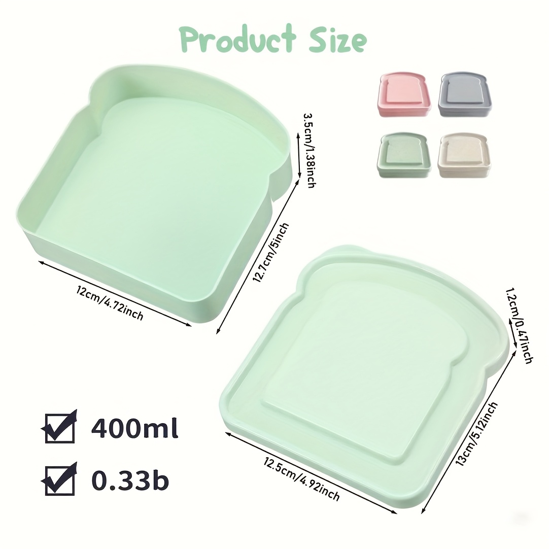 Sandwich Container, Lunch Box Sandwich Container Plastic Toast Shape Food Storage Sandwich Box with Lid, Microwave and Dishwasher Safe, Suitable for Family or Adults (Colorful),back to school