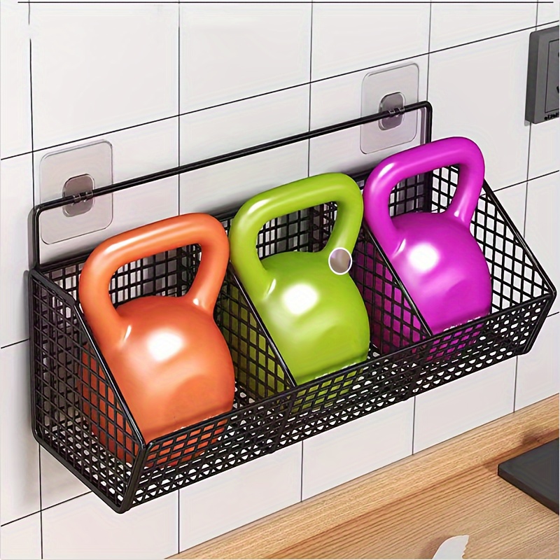 Modern Wall-Mounted Kitchen Storage Basket - Durable Metal Wire Hanging Spice Organizer for Garlic, Onions, and Vegetables - Multipurpose Home Organization Shelf, No Metal Pipe Included, Utility Racks