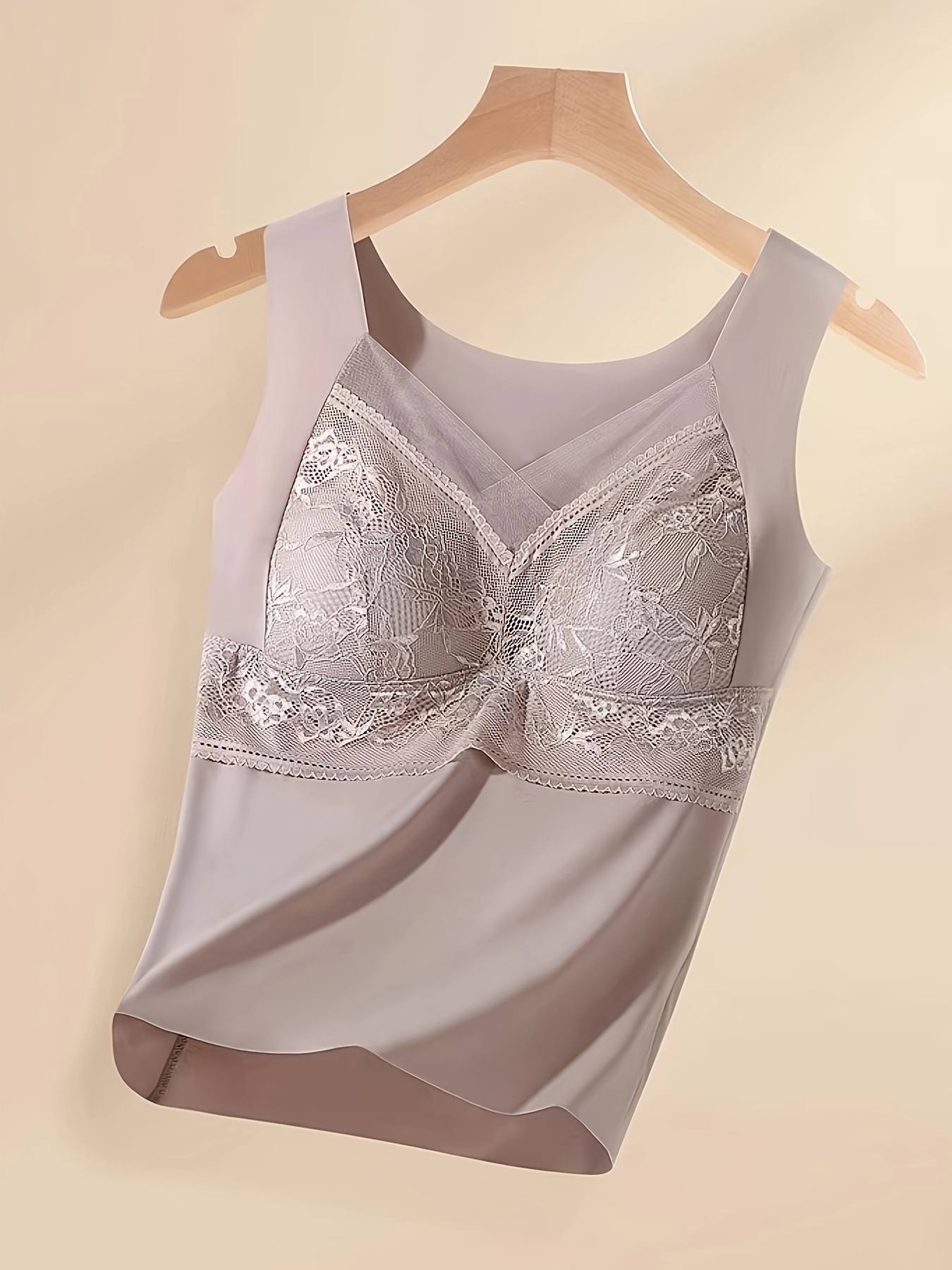 Thin Women's Vest with Built-in Chest Pad, Breathable and Cool, Beautiful Back Lingerie, Vest Style Lace Bra