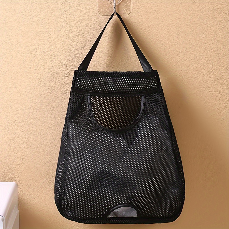 Wall-Mounted Mesh Garbage Bag Dispenser - Washable Plastic Bag Holder & Storage Organizer for Kitchen