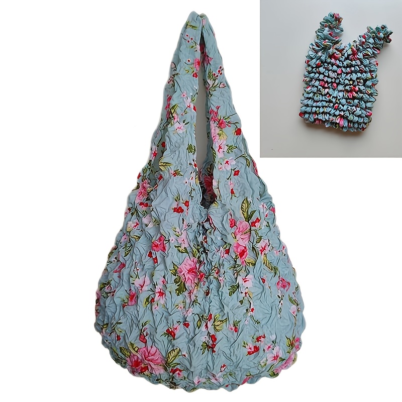 New Fashionable Magic Stretch Shopping Bag with Bubble Pleats, Multi-Functional and Machine Washable for Traveling and Daily Errands