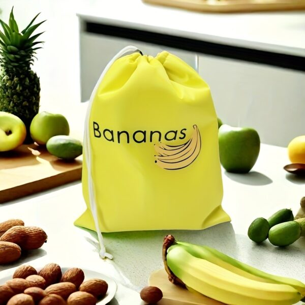 1pc Rectangle Polyester Supermarket Home Banana Fridge Fresh Keeping Storage Bag, Reusable Fruit Vegetable Freshness Aluminum Film Bag, Food Safety Salad Preservation Box