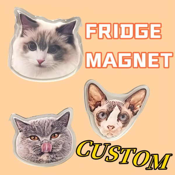 Personalized Acrylic Fridge Magnets with Pet Photos - Unique Custom Designs for Cat & Dog Lovers | Perfect Gift Idea, Customizable with Your Own Pet Photos, Ideal for Christmas, Halloween, Easter, Hanukkah, Thanksgiving, Pet Lover Gifts|Playful Design|Durable Acrylic