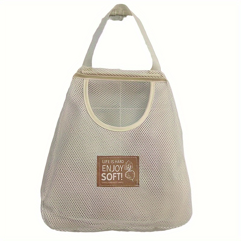 1pc Breathable Mesh Hanging Storage Bag with Portable Handle - Multi-Functional Kitchen Organizer for Fruits & Vegetables, Durable Polyester, Lightweight & Easy to Clean, Fruit and Veggie Storage|Ecofriendly Design|Lightweight Ba