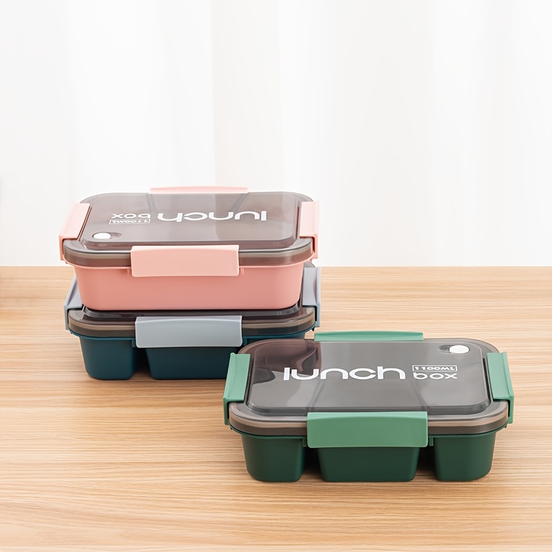 Simple Square Sealed Snap Lunch Box Student Worker Divided Compartment Plastic Lunch Boxes Travel Portable Take Away Bento Boxes Kitchen Restaurant Food Storage Container Microwaveable back to school