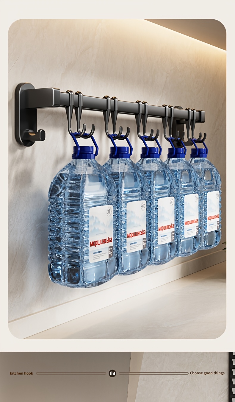 1pc Multifunctional Kitchen Storage Rack - Durable Plastic Wall-Mounted Organizer with Nail-Free Adhesive & Perforated Screws, Widened Raised Design for Utensils, Knives, Seasonings, Chopsticks, Rags - Space-Saving Kitchen Organization, Sleek Modern Look | Sturdy Construction, Kitchen Organizers And Storage