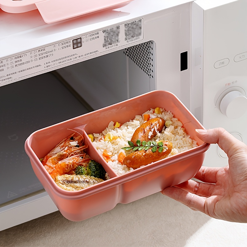 1pc HEART LEAF Lunch Box Set, Casual Style Bento Box with Dividers, Microwave & Dishwasher Safe, Plastic Meal Prep Container with Fork And Spoon, with Lid, for Adult Lunch - Green/Blue/Grey/Pink,Back to School