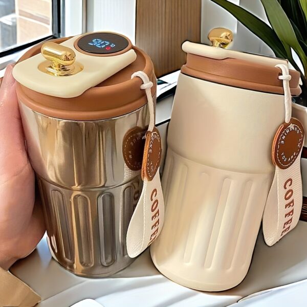 1 X 410Ml High Quality Stainless Steel Travel Mug with Temperature Display - Vacuum Insulated Coffee Mug, Suitable for All Seasons, Ideal Gift for Any Occasion