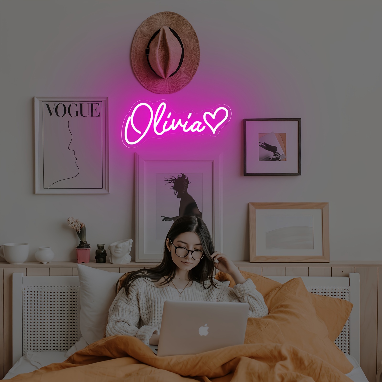 1pc Custom Text Neon Signs, Personalized LED Wall Decoration Signs with Dimmer for Switch Control, USB-powered Neon Signs, Bedrooms, Parties, Weddings, Birthdays - Halloween, Thanksgiving, Christmas