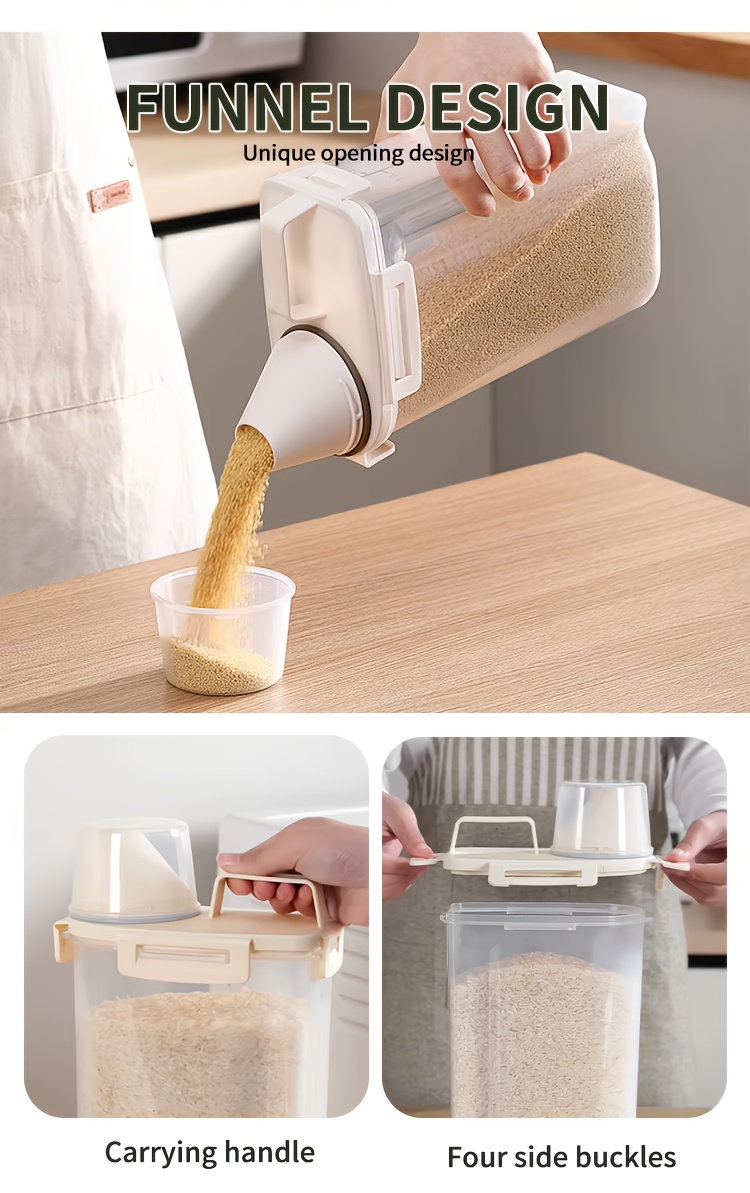 Household storage miscellaneous grain barrels storage tanks kitchen rice barrels fresh-keeping boxes with measuring cups