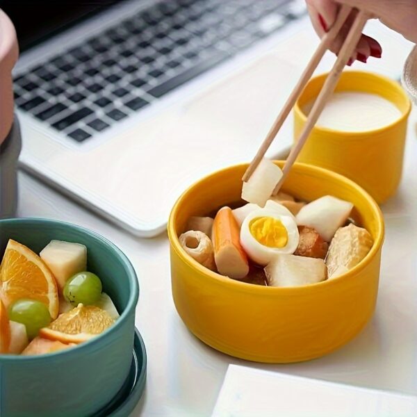 Silicone Food Storage Container, Round Shape, Microwave Safe, Portable Lunch Box for Office, Picnic, Travel, with Lid, No Power Required, Kitchen Essentials,Back to School