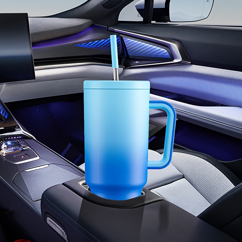 Meoky 1pc, Tumbler With Lid And Straw, 40oz Stainless Steel Insulated Water Bottle With Handle, Gift Drinking Cups, Keeps Cold For 24 Hours Or Hot For 10 Hours, Portable Suitable For Outdoor Camping, Hiking, Driving, And Car Travel