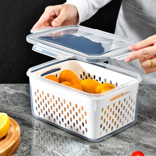 Awaoko BPA-Free, Leak-Proof, Reusable Food Storage Container Set - Large Capacity, Multi-Purpose Rectangular Box with Lid for Fruits, Vegetables, and More - Ideal for Refrigerator and Pantry Organization, Pantry Storage Solution|Modern Kitchen Accessory|Durable Plastic Container, Fruit Basket