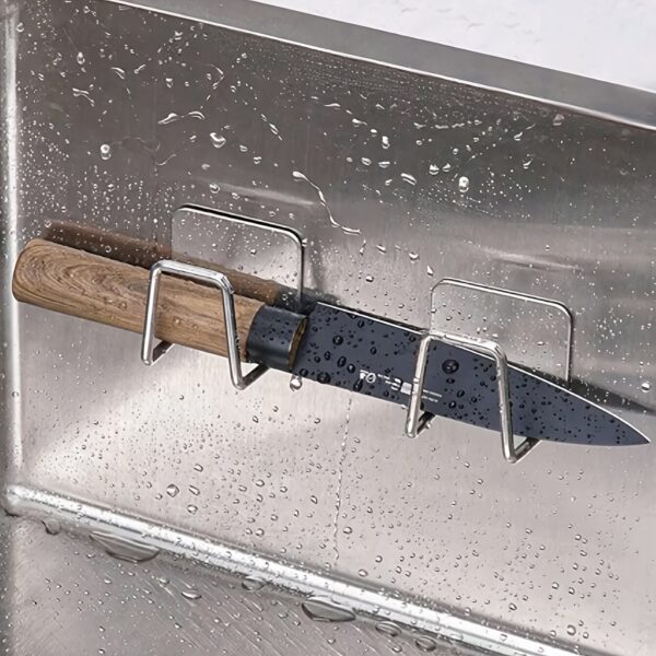 Stainless Steel Kitchen Sink Drying Rack, Adhesive Sponge Holder Hooks, Drain Rack Organizer Set for Kitchen & Bathroom, Cleaning Sponge Storage Shelf