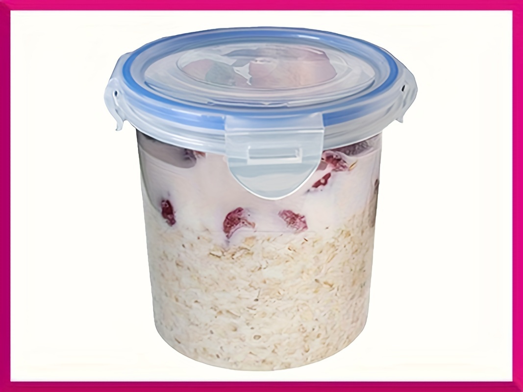 1/2pcs Overnight Oats Container with Lids - Plastic Containers with Lids - Oatmeal Container to go | Portable Cereal and Milk Container on the go | Airtight Snap Lock Storage Jars