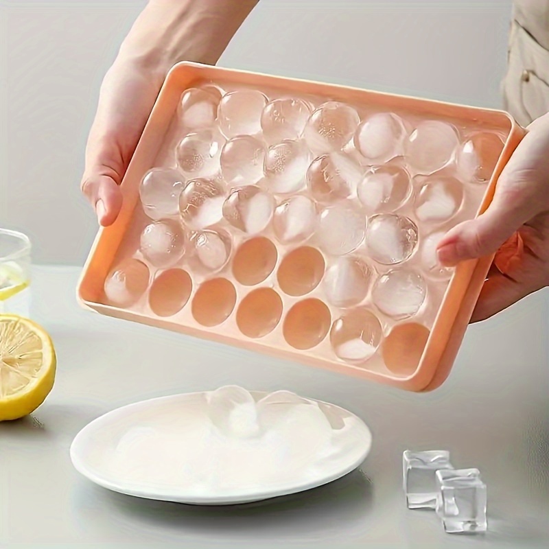 33 Grids Ice Cube Tray, Round Diamond Silicone Mold, Food Grade Plastic Refrigerator Storage Bins with Food Contact Safe - Kitchen Tool Accessories Mold (1pc)