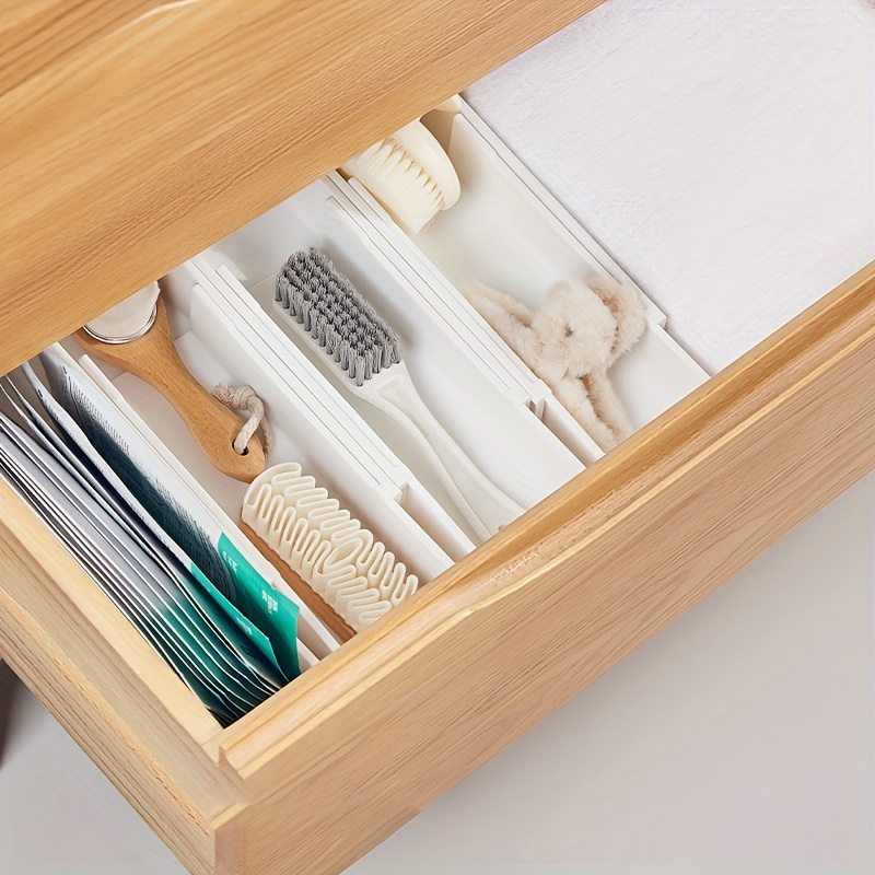 1/2 Retractable Drawer Classification Storage Box, Kitchen Tableware Bowl and Chopstick Divider Storage Box, Stationery Storage Container, for Home, Dormitory and Office