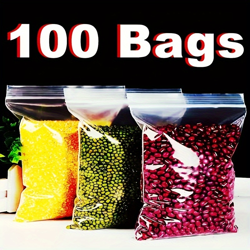 100pcs Reusable Clear Plastic Zipper Bags, 11.99cm x 11.99cm - Durable Polyethylene, Waterproof Storage Bags for Snacks, Nuts, Seeds, Candy | Ideal for Travel, Packaging, and Kitchen Supplies, Snack Storage|Transparent Zipper Bags|Secure Zipper Closure, Zipper Storage Bags