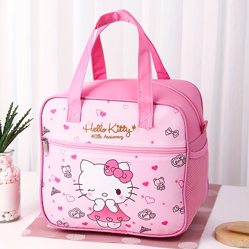 Sanrio Kuromi, HelloKitty lunch box bag, insulated lunch bag, large-capacity lunch box bag, storage bag, cartoon theme design handbag, suitable for students, offices, outdoor picnics, various uses, Non-food contact,back to school