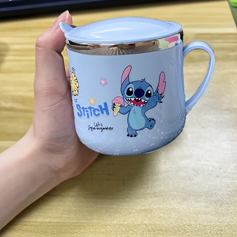 1pc 9.47oz Stainless Steel Insulated Coffee Mug with Handle and Lid - Cute Durable Cup Featuring Stitch & Ice Cream Design, Perfect for Office, Outdoor Use, Hand Wash Only, Ideal Gift, Coffee Bar Accessories - Image 3