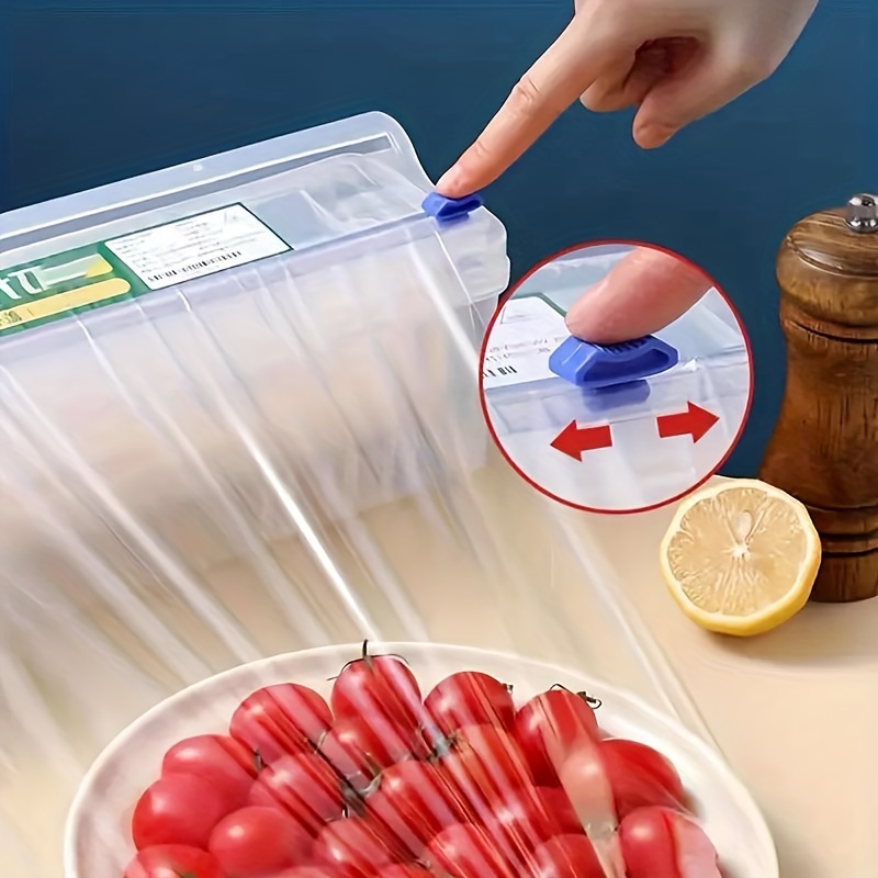 1/2pcs Sliding Cutter, Fresh-keeping Film Cutter, Plastic Cutting Box, Cutting Strip, Insertable Sliding Knife, Slicer, Household Simple Cutting, For Home Kitchen And Restaurant, Kitchen Organizers And Storage, Kitchen Accessories