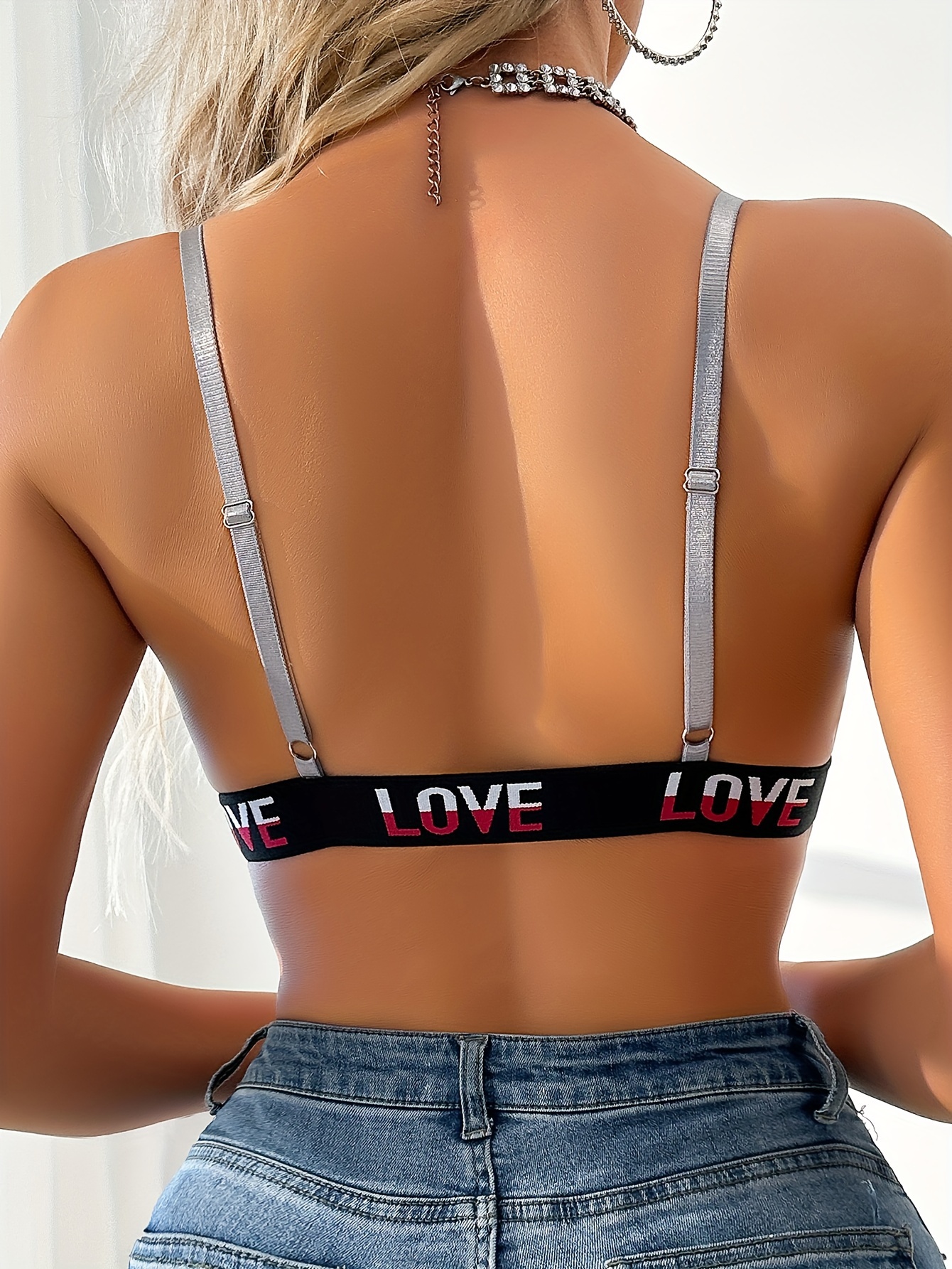 Elegant Front Closure Push-Up Bra for Women - High Support, Wireless, Black Lingerie with Letter Detail, Soft Polyester & Elastane Blend, Hand Wash Only