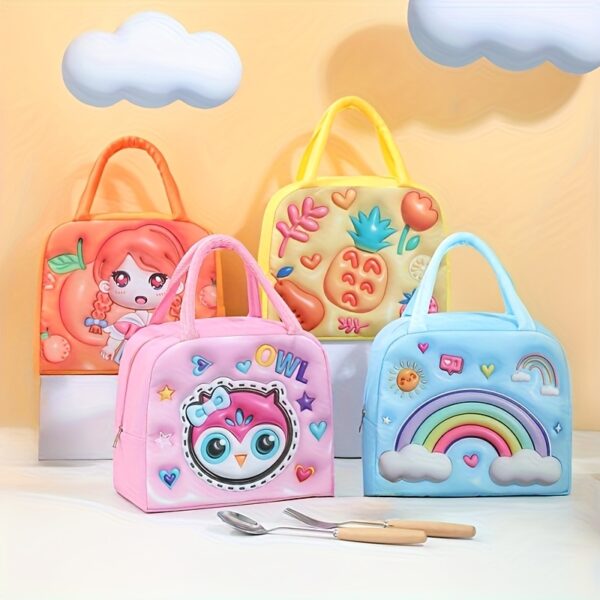 1pc Cute Cartoon Character Lunch Bag with Thick Aluminum Foil Insulation - Colorful, Non-Woven Hand-Held Bento Box for Outdoor Use, Perfect for School Or Work, School Lunch Bag | Playful Design | Durable Insulation, Lunch Bag Non-Food Contact,Back to School