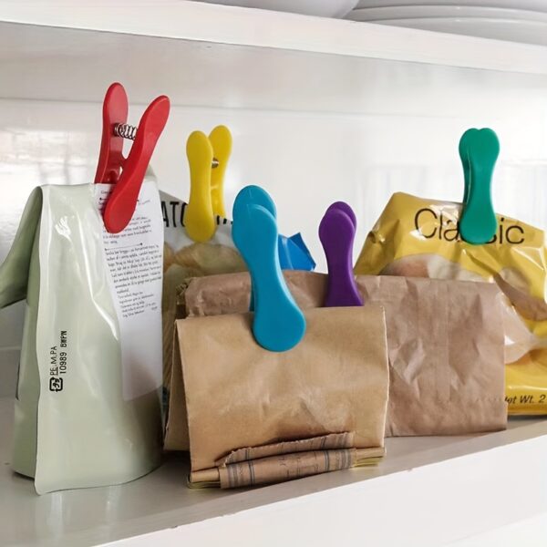 Set of 8, Rainbow Bag Clips, Multicolor, for Storage, for Sorting