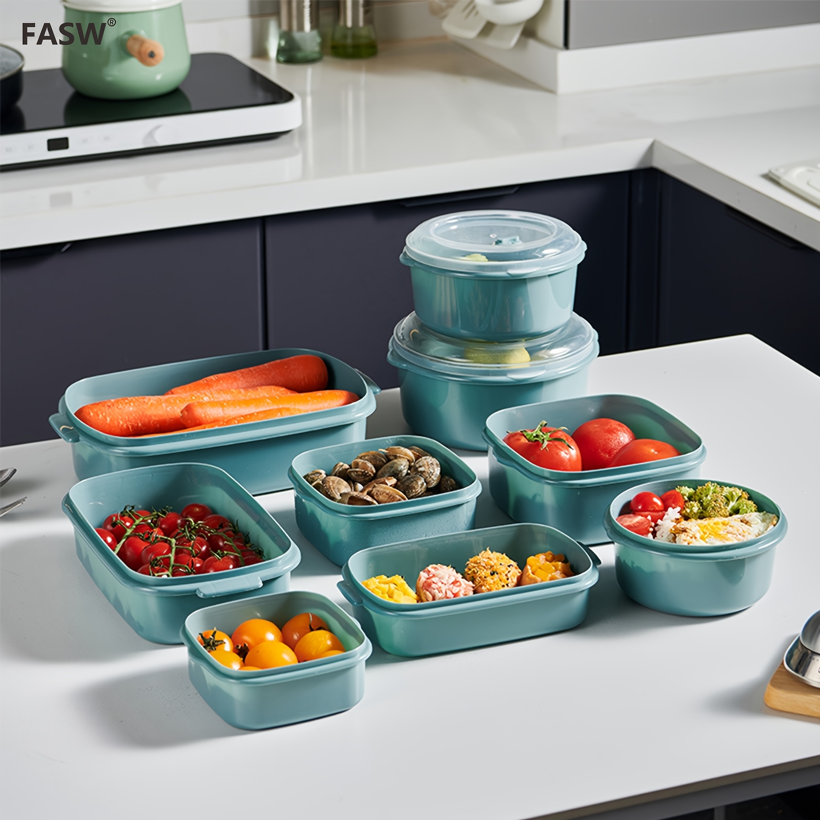 Microwave Safe Plastic Food Storage Containers with Clip-on Lids - 3-Piece Set for Fruits, Vegetables, Dumplings, Meat, Eggs, Ginger, Garlic, Onion | Reusable, Multipurpose, Leakproof Lunch Boxes for Home and Kitchen Use