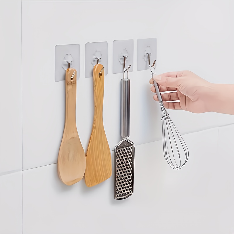 5/10pcs Acrylic Kitchen Utensil Hooks, No-Drill Wall-Mounted Organizer for Cooking Tools, Multi-Functional Storage Solution for a Tidy Kitchen, Kitchen Organizers And Storage