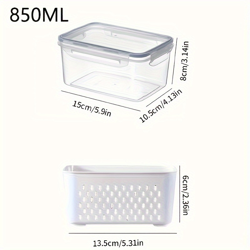 2/4pcs Storage Box, Multifunctional Leak-proof Reusable Food Storage Box, Double-layer Fresh-keeping Box Drain Basket, with Lid, Stackable Large Food Sealed Box, Suitable for Meat, Fruits and Vegetables, Kitchen Storage Box, Kitchen Accessories, Storage Bins for Home Organization