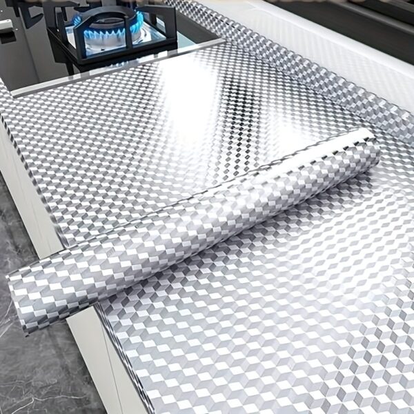 1 Roll of Waterproof & Oil-Resistant Kitchen Stickers - Self-Adhesive, High Temperature Resistant, Drawer & Wall Backboard Liners with Checkered Pattern for Home Improvement, Kitchen Backsplash Liner | Checkered Pattern Liner | Selfadhesive Backing