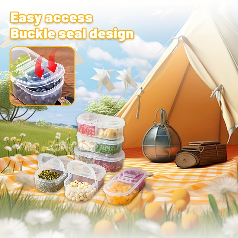 Single/Double Compartment Outdoor Food Storage Containers Made of PP5 Material, Suitable for Refrigeration And Microwave Heating, Ideal for Storing Food, Fruits, Star Anise, Cinnamon, Spices, Snacks, And Other Kitchen Storage Accessories. Portable Outdoor Bowls for Camping, a Perfect Choice for Families.