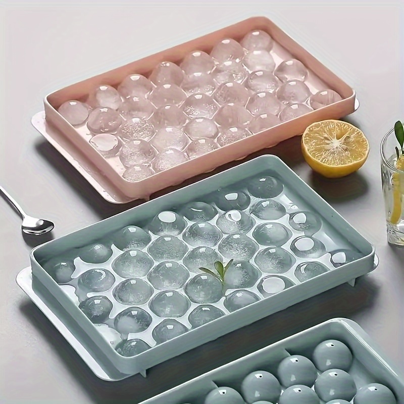 33 Grids Ice Cube Tray, Round Diamond Silicone Mold, Food Grade Plastic Refrigerator Storage Bins with Food Contact Safe - Kitchen Tool Accessories Mold (1pc)