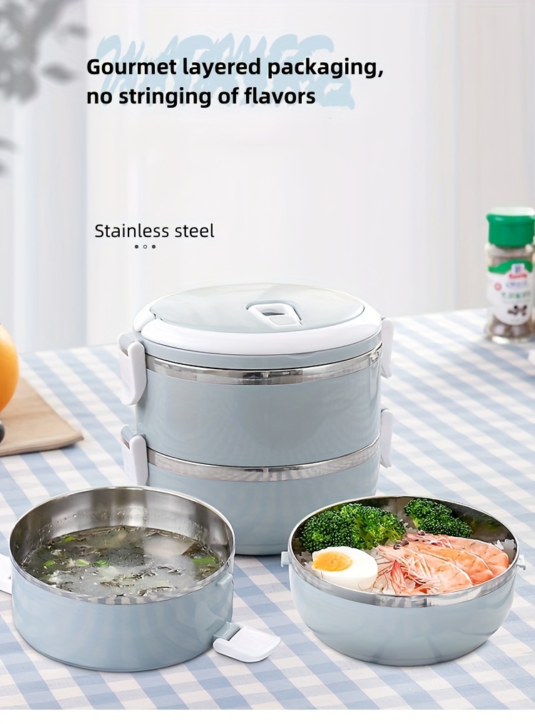 Stainless Steel Lunch Box Set - 1 Tier Insulated Bento Box with Lid, Hand Wash, Cylindrical Shape, Manual Operation, for Office, School, Camping, Picnic Kitchen Storage Container (1400Ml),Back to School