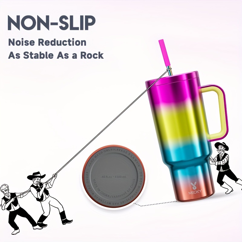 Meoky 1pc, Tumbler With Lid And Straw, 40oz Stainless Steel Insulated Water Bottle With Handle, Gift Drinking Cups, Keeps Cold For 24 Hours Or Hot For 10 Hours, Portable Suitable For Outdoor Camping, Hiking, Driving, And Car Travel